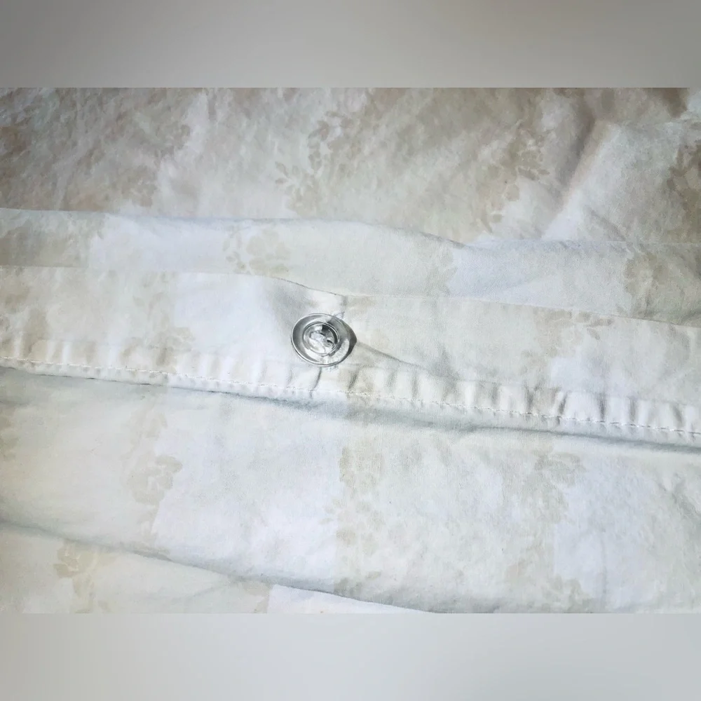 Simply Shabby Chic King Duvet Cover 100% Cotton Ivory Beige Stripe Button Close